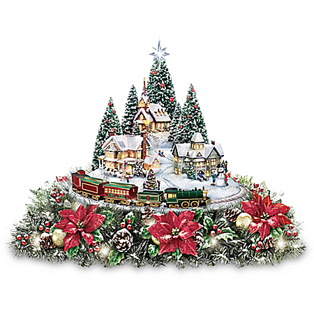 Thomas Kinkade Holidays Bring You Home Illuminating Village Table Centerpiece