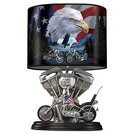 Handcrafted Spirit Of The Road Lamp With Twin Engine Lamp Base