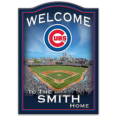 Welcome Sign: Chicago Cubs Personalized Family Welcome Sign