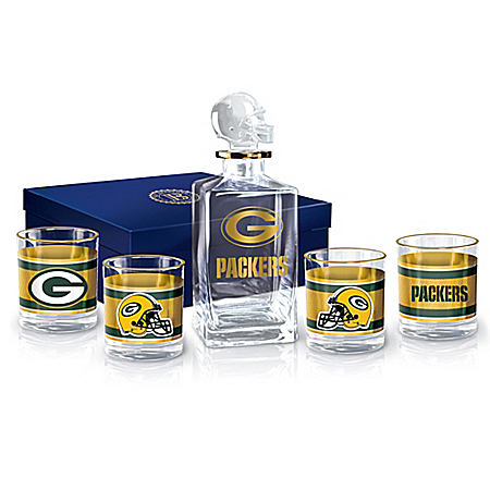 NFL Green Bay Packers Five-Piece Decanter Set With Glasses