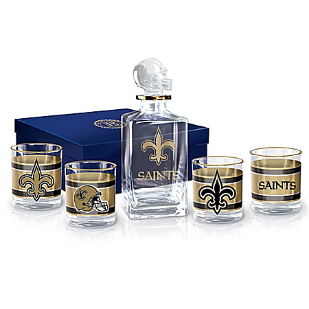 NFL New Orleans Saints Five-Piece Decanter Set With Glasses