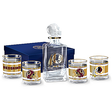 NFL Washington Redskins Five Piece Decanter Set With Glasses
