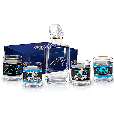 Carolina Panthers NFL Glass Decanter Set