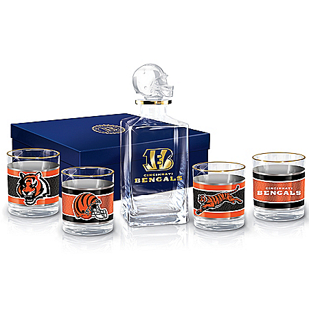 Cincinnati Bengals NFL Glass Decanter Set