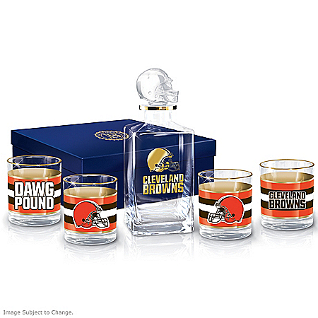 Cleveland Browns NFL Glass Decanter Set