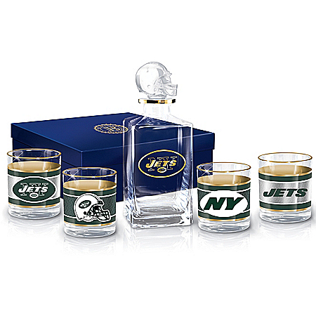 New York Jets NFL Glass Decanter Set