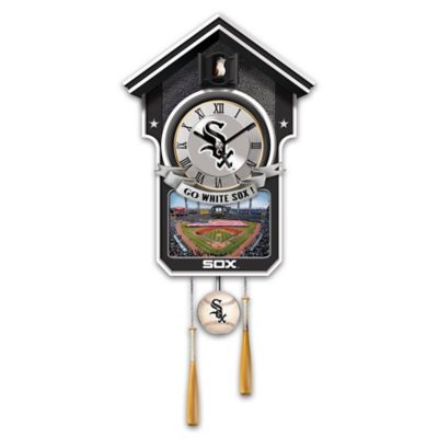 MLB-Licensed Chicago White Sox Cuckoo Wall Clock Featuring Bird With Baseball Cap