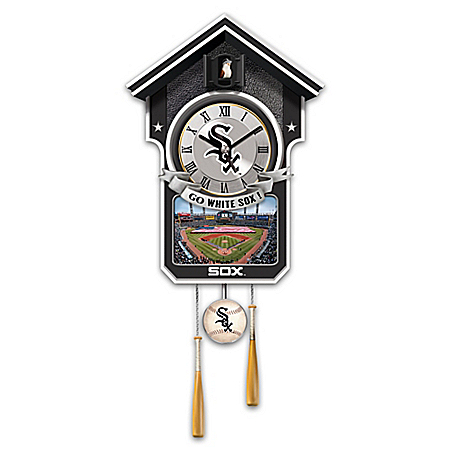 MLB-Licensed Chicago White Sox Cuckoo Wall Clock Featuring Bird With Baseball Cap