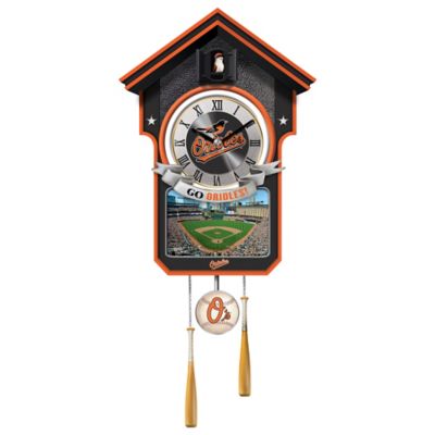 MLB-Licensed Baltimore Orioles Cuckoo Wall Clock Featuring Bird With Baseball Cap