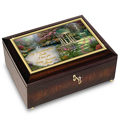 My Granddaughter, I Will Love You Always Personalized Music Box With Thomas Kinkade Art