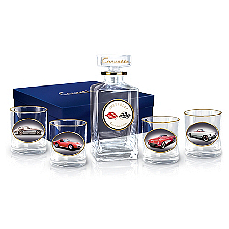 Corvette Multi-Generations Five Piece Decanter Set With Glasses