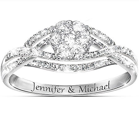 Bouquet Of Love Personalized Ring With White Sapphire And White Topaz