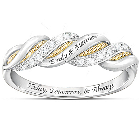 United In Love Personalized Diamond Sterling Silver Womens Ring