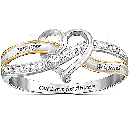 Handcrafted Our Love For Always Personalized Sterling Silver Diamond Ring