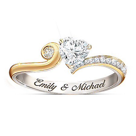 You Make My Heart Smile Personalized Ring With Diamonesk Heart