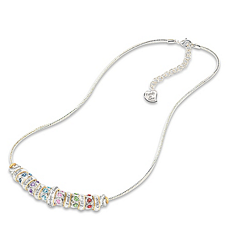 Family Celebration Personalized Birthstone Womens Necklace