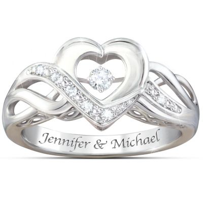 Dance Of Love Personalized Womens Open Heart Diamond Ring
