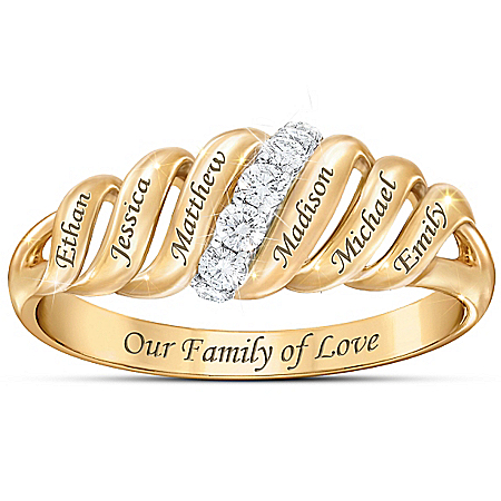 Our Family Is Love Personalized Womens Diamond Ring
