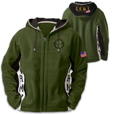 U.S. Army Hoodie: Mens Green Hooded Fleece Jacket