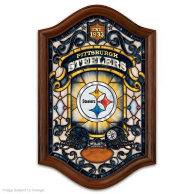 Pittsburgh Steelers Illuminated Wood Frame Stained-Glass Wall Decor
