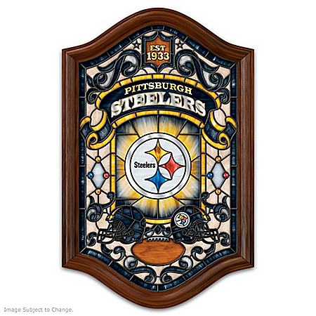 Pittsburgh Steelers Illuminated Wood Frame Stained-Glass Wall Decor