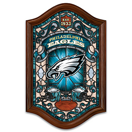 Philadelphia Eagles Wood Frame Illuminated Stained Glass Wall Decor