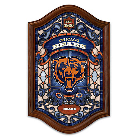 Chicago Bears Illuminated Wood Frame Stained-Glass Wall Decor