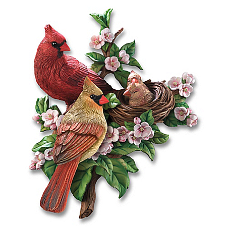 Cozy Cardinals Springtime Wall Decor Sculpture