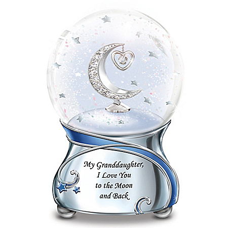 Granddaughter, I Love You To The Moon Musical Glitter Globe