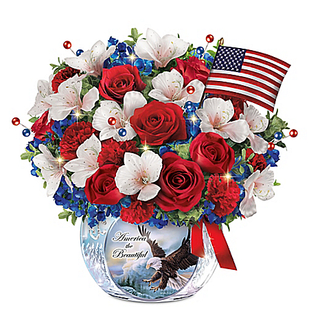 America The Beautiful Lighted Crystal Centerpiece