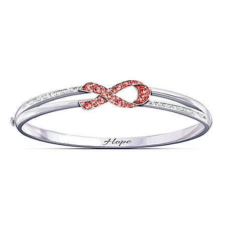 Ribbon Of Hope Support The Cause Bracelets With Swarovski Crystals