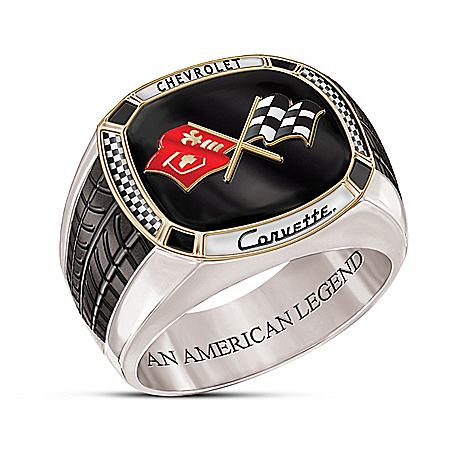 Corvette: The Legend Stainless Steel Mens Ring