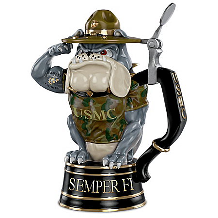 Always Faithful USMC Devil Dog 24-Ounce Drink-Safe Porcelain Stein