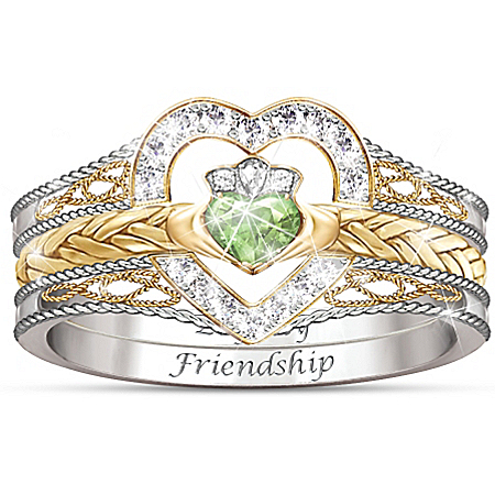 Heart Of Ireland Heart-Shaped Diamonesk Womens Stacking Ring