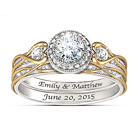 Endless Love Womens Personalized Bridal Wedding Ring Set