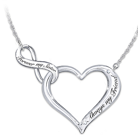 My Sister, My Friend Necklace Engraved Heart Shaped Womens Necklace