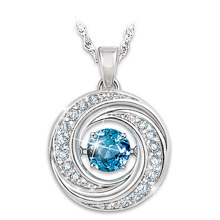 Swirls Of Sparkle Brilliant Motions Genuine Blue Topaz Pendant Necklace