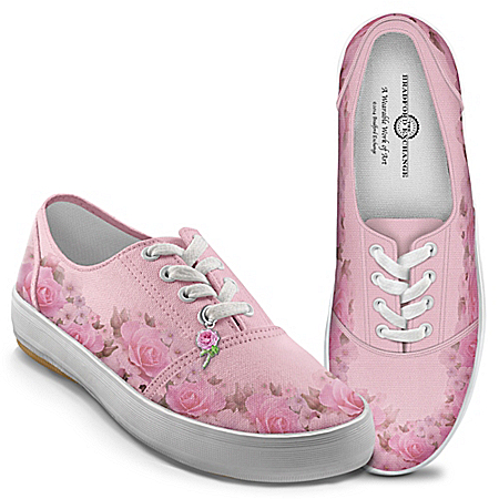 Blush Of Beauty Womens Pink Canvas Flower Shoes