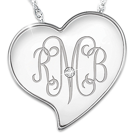 Daughter, I Love You Personalized Heart-Shaped Diamond Monogram Necklace