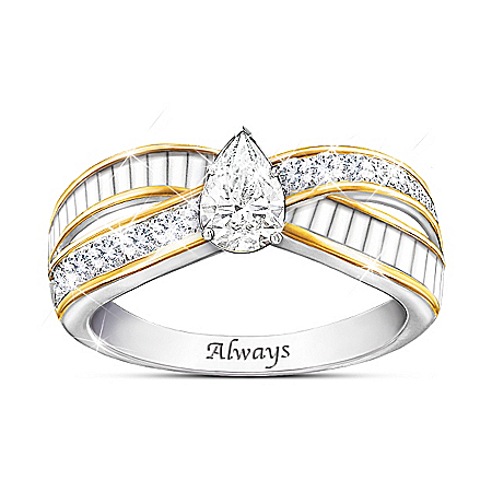 Loving Memories 18K Gold-Plated White Topaz Ring
