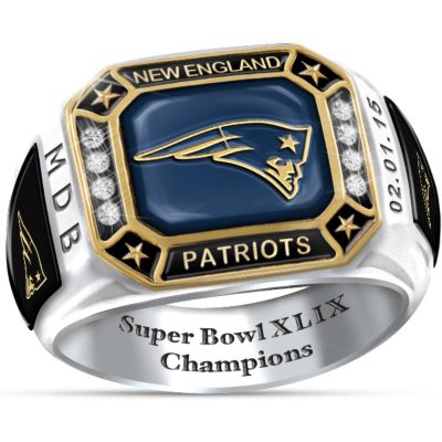 New England Patriots Super Bowl XLIX Champions Patriots Pride Personalized Mens Ring