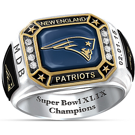 New England Patriots Super Bowl XLIX Champions Patriots Pride Personalized Mens Ring