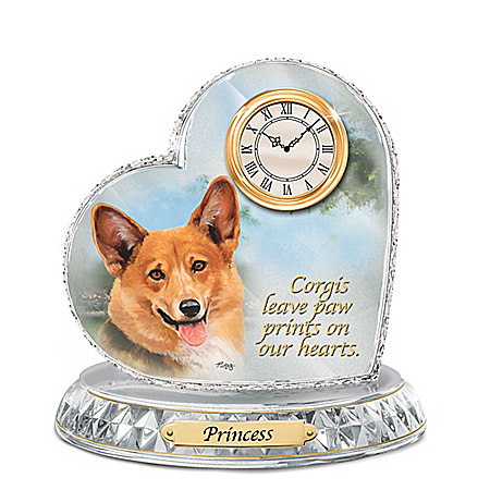 Corgi Crystal Heart Personalized Decorative Dog Clock