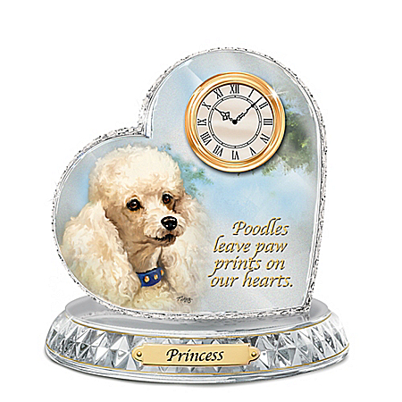 Poodle Crystal Heart Personalized Decorative Dog Clock