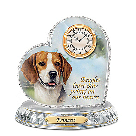 Beagle Crystal Heart Personalized Decorative Dog Clock
