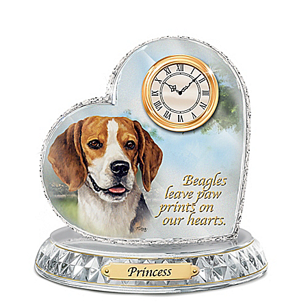 Beagle Crystal Heart Personalized Decorative Dog Clock