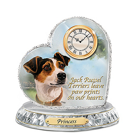 Jack Russell Terrier Crystal Heart Personalized Decorative Dog Clock