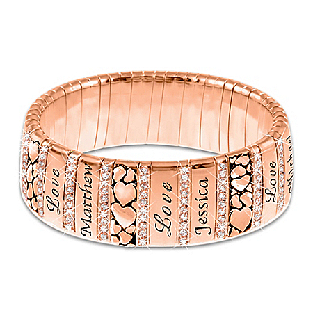 Mom's Family Of Love Personalized Copper Healing Womens Bracelet