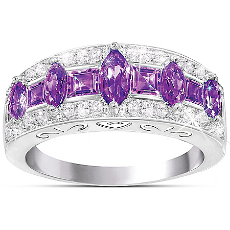 Purple Rhapsody Amethyst And Diamond Sterling Silver Womens Ring
