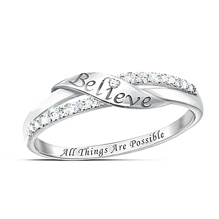 Believe Sterling Silver Diamond Ring